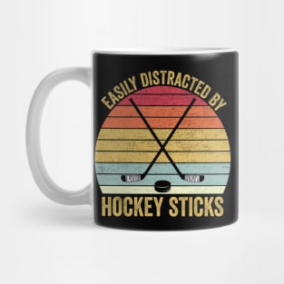 Easily Distracted By Hockey Sticks Funny Ice Hockey Mug